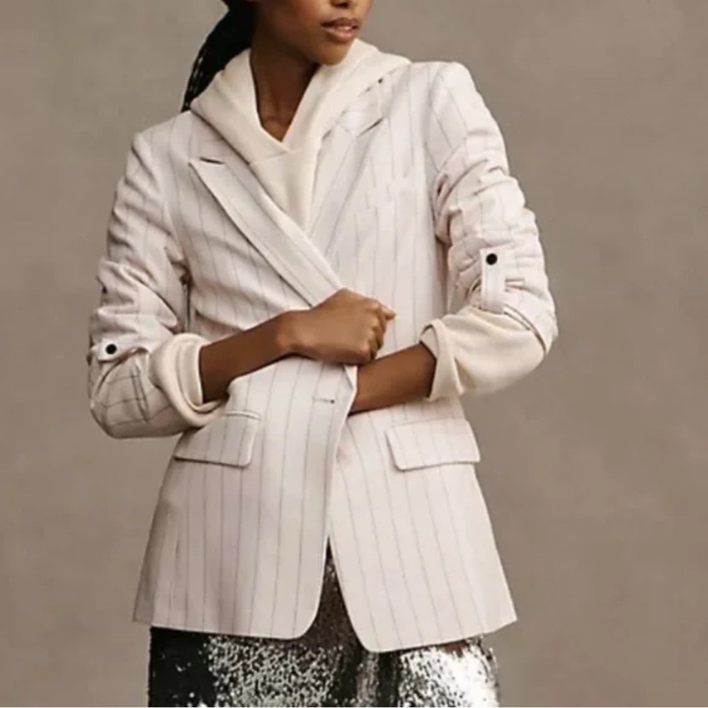 Anthropologie Maeve Women's Light Pink Pinstripe Blazer